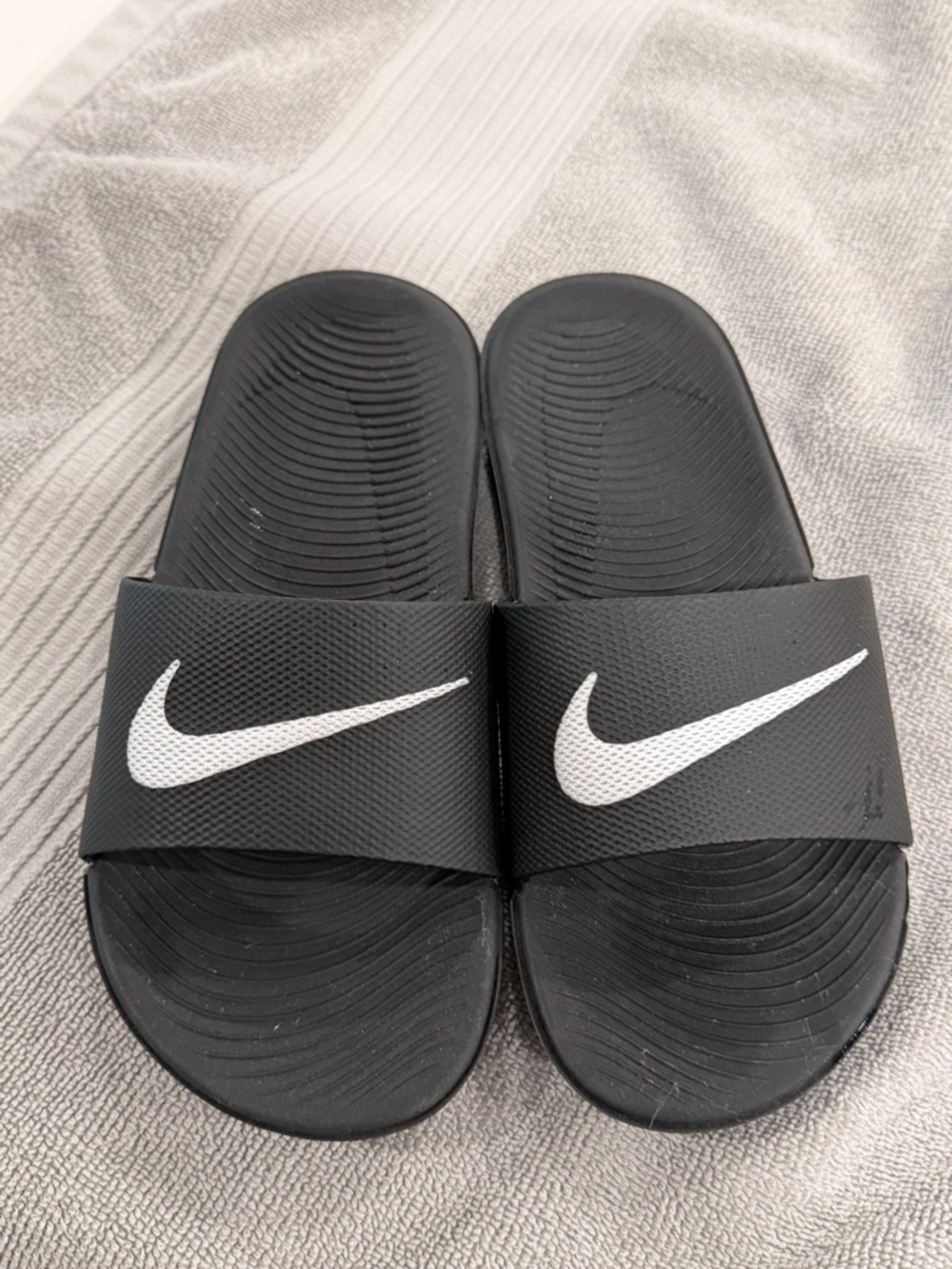 Nike Black Slide Sandals with White Swoosh
